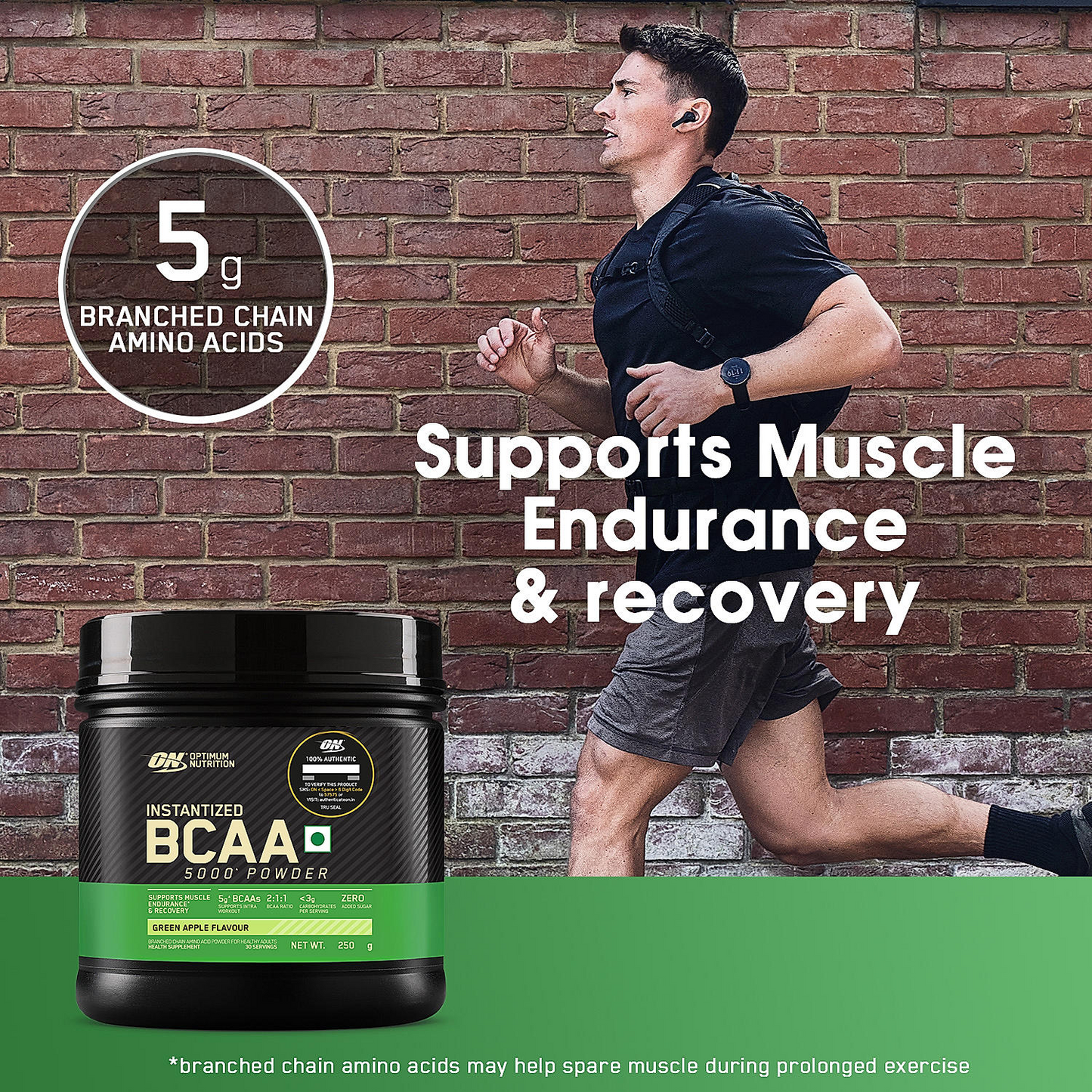 Micronised Creatine Powder | Unflavoured | 250 g and BCAA 5000 Powder | Green Apple | 250 g and Optimum Nutrition (ON) Gold Standard Pre-Workout- 142.5g/15 single serve packs (Green Apple Flavor), For Energy, Focus, Power, Endurance & Performance