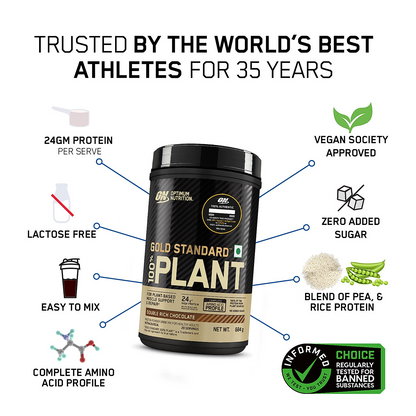 Optimum Nutrition (ON) Gold Standard 100% Plant Protein - 21 Serve, 684 g (French Vanilla Creme), Vegan, Complete Amino Acid Profile,  Zero Added Sugars, Gluten-Free. 