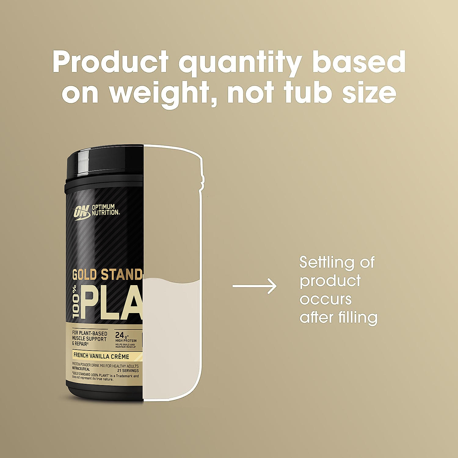 Optimum Nutrition (ON) Gold Standard 100% Plant Protein - 21 Serve, 684 g (French Vanilla Creme), Vegan, Complete Amino Acid Profile,  Zero Added Sugars, Gluten-Free. 