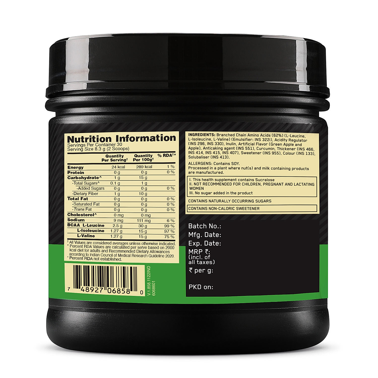 Micronised Creatine Powder | Unflavoured | 250 g and BCAA 5000 Powder | Green Apple | 250 g and Optimum Nutrition (ON) Gold Standard Pre-Workout- 142.5g/15 single serve packs (Green Apple Flavor), For Energy, Focus, Power, Endurance & Performance