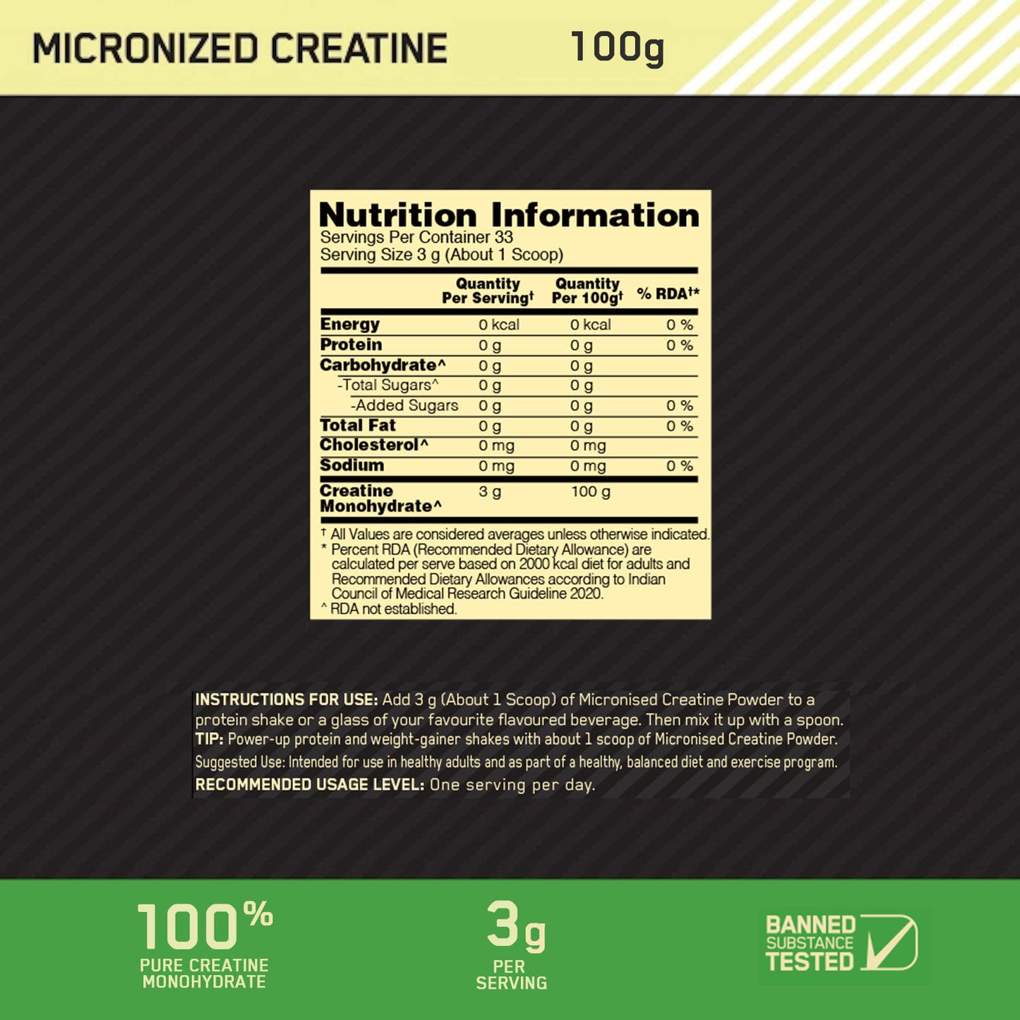 Creatine 100g and Optimum Nutrition (ON) Fish Oil - 60 Capsules