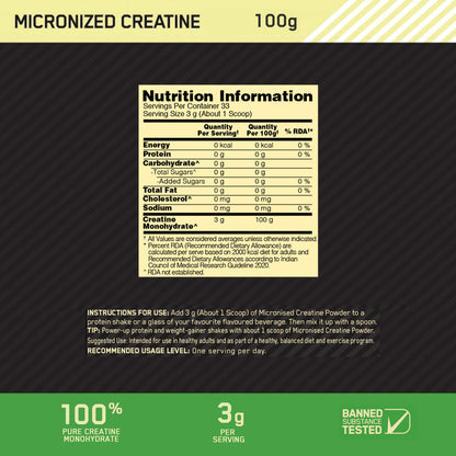 Creatine 100g and Optimum Nutrition (ON) Fish Oil - 60 Capsules
