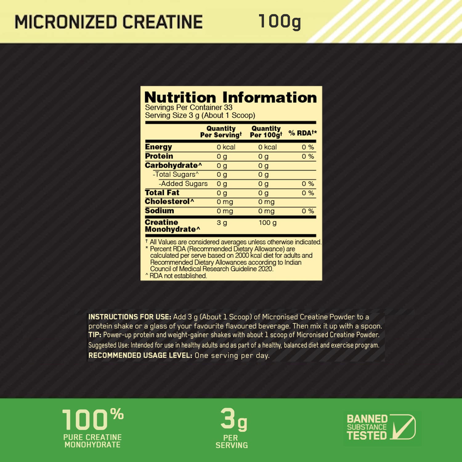 Micronized Creatine Powder | Unflavoured|100 g