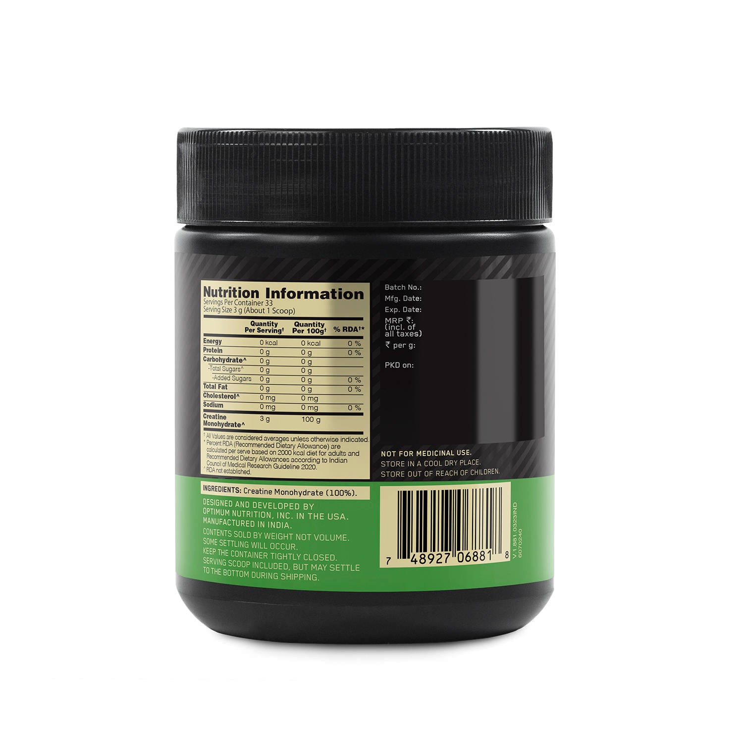 Gold Standard 100% Whey Protein Powder | Vanilla Ice Cream | 4 kg and Micronized Creatine Powder | Unflavoured|100 g