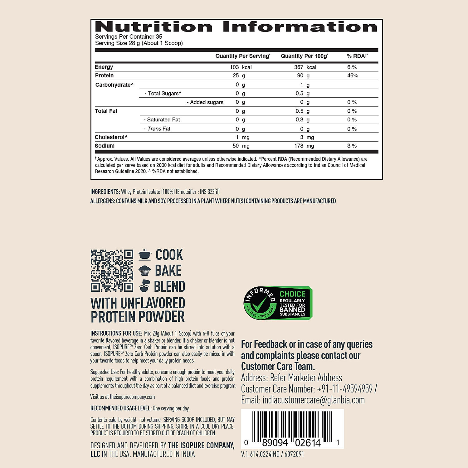 Isopure Unflavored 1 kg + Isopure 100% Creatine Monohydrate Micronized, 250g- 83 servings + FREE Isopure Shaker