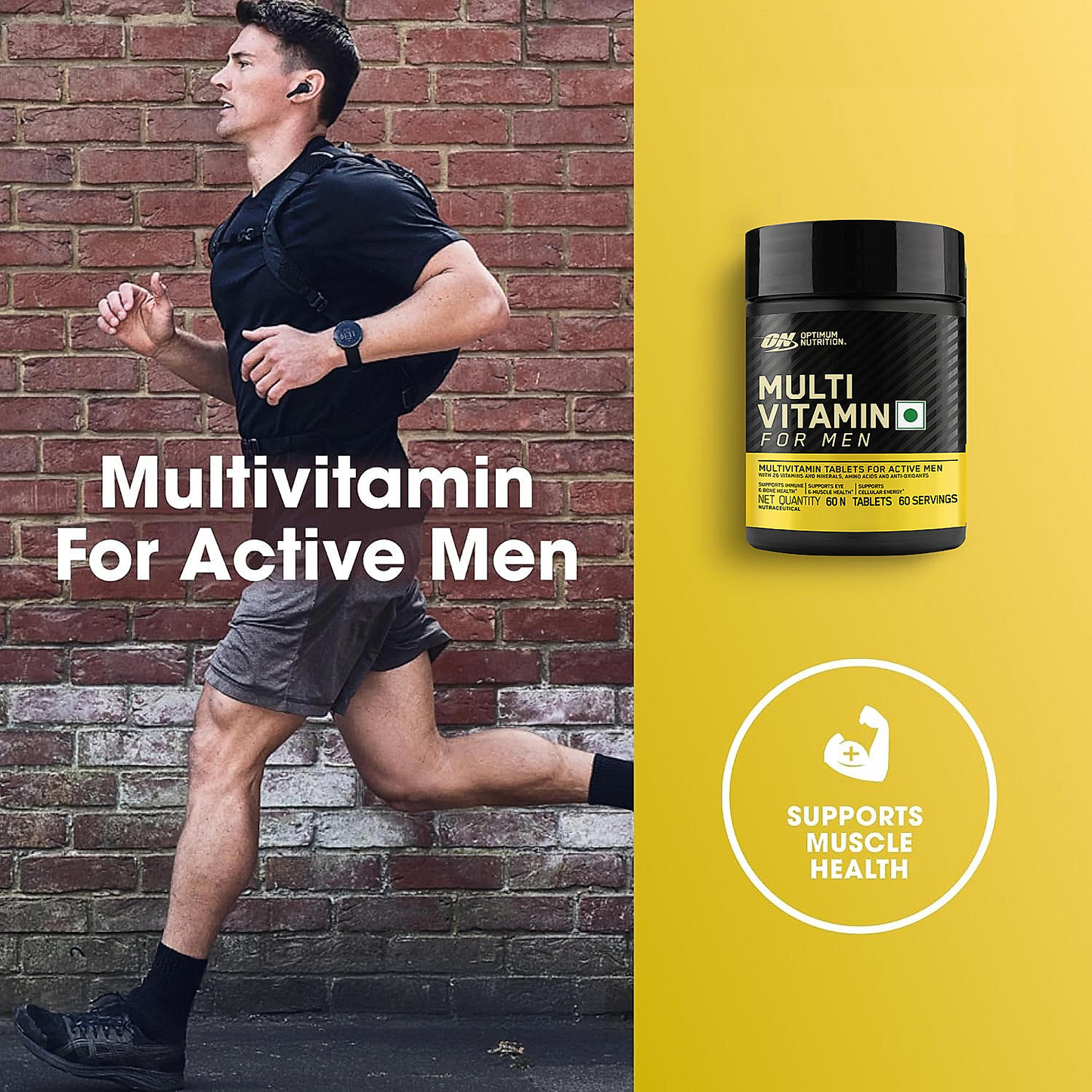 Micronized Creatine Powder | Unflavoured | 100 g + Multivitamin for MEN- 60 Tablets