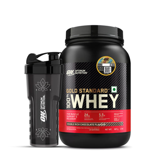 Gold Standard 100% Whey Protein | 907 g (2 lbs) | Double Rich Chocolate + FREE Festive Shaker