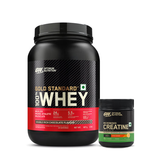 Gold Standard 100% Whey Protein | 907 g (2 lbs) | Double Rich Chocolate + Micronized Creatine Powder - 100g, Citrus Orange