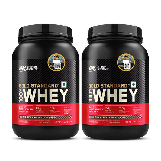 Gold Standard 100% Whey Protein | 907 g (2 lbs) | Double Rich Chocolate - Pack of 2