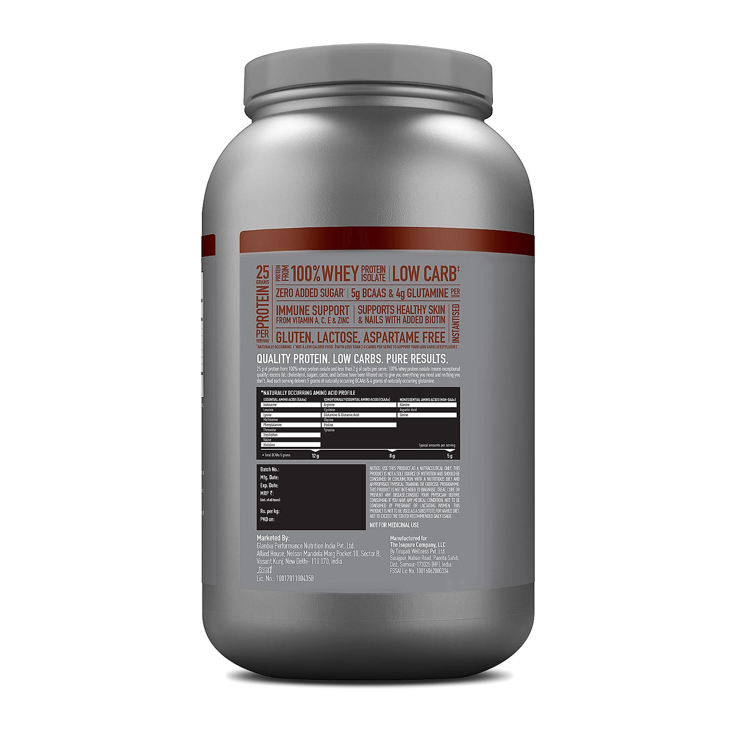 Isopure 2 kg Chocolate + Isopure 100% Creatine Monohydrate Micronized, 250g