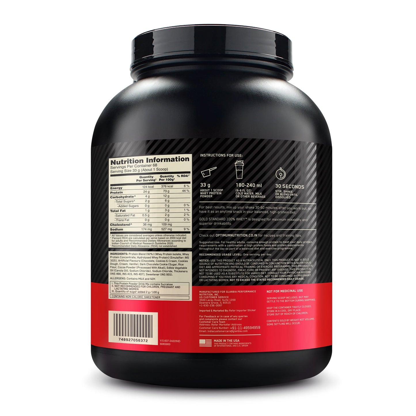 Gold Standard 100% Whey Protein Powder | Cookies & Cream | 5 lbs