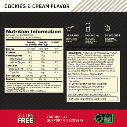 Gold Standard 100% Whey Protein Powder | Cookies & Cream | 5 lbs