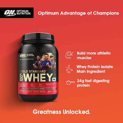 Gold Standard 100% Whey Protein | 907 g (2 lbs) | Double Rich Chocolate + Creatine 250g + Opti-Lock Shaker 600 mL