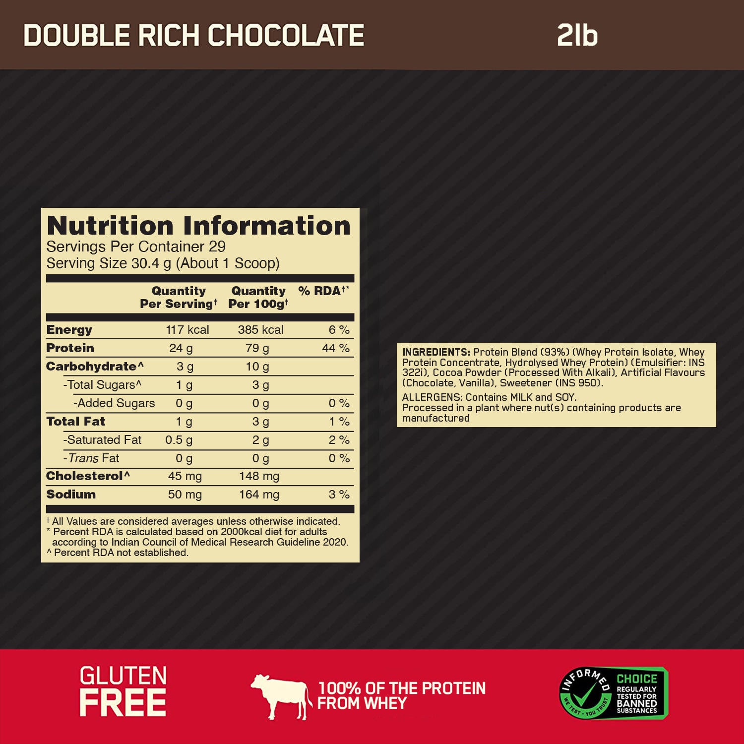 Gold Standard 100% Whey Protein Powder | Double Rich Chocolate | 2 lbs + Multivitamin for MEN- 60 Tablets