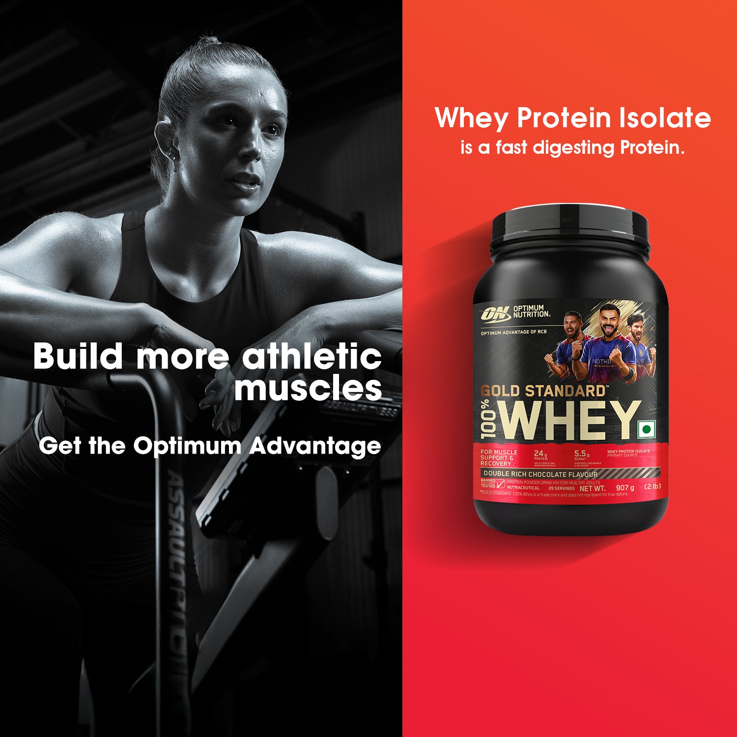 Gold Standard 100% Whey Protein | 907 g (2 lbs) | Double Rich Chocolate + Creatine 250g + Opti-Lock Shaker 600 mL