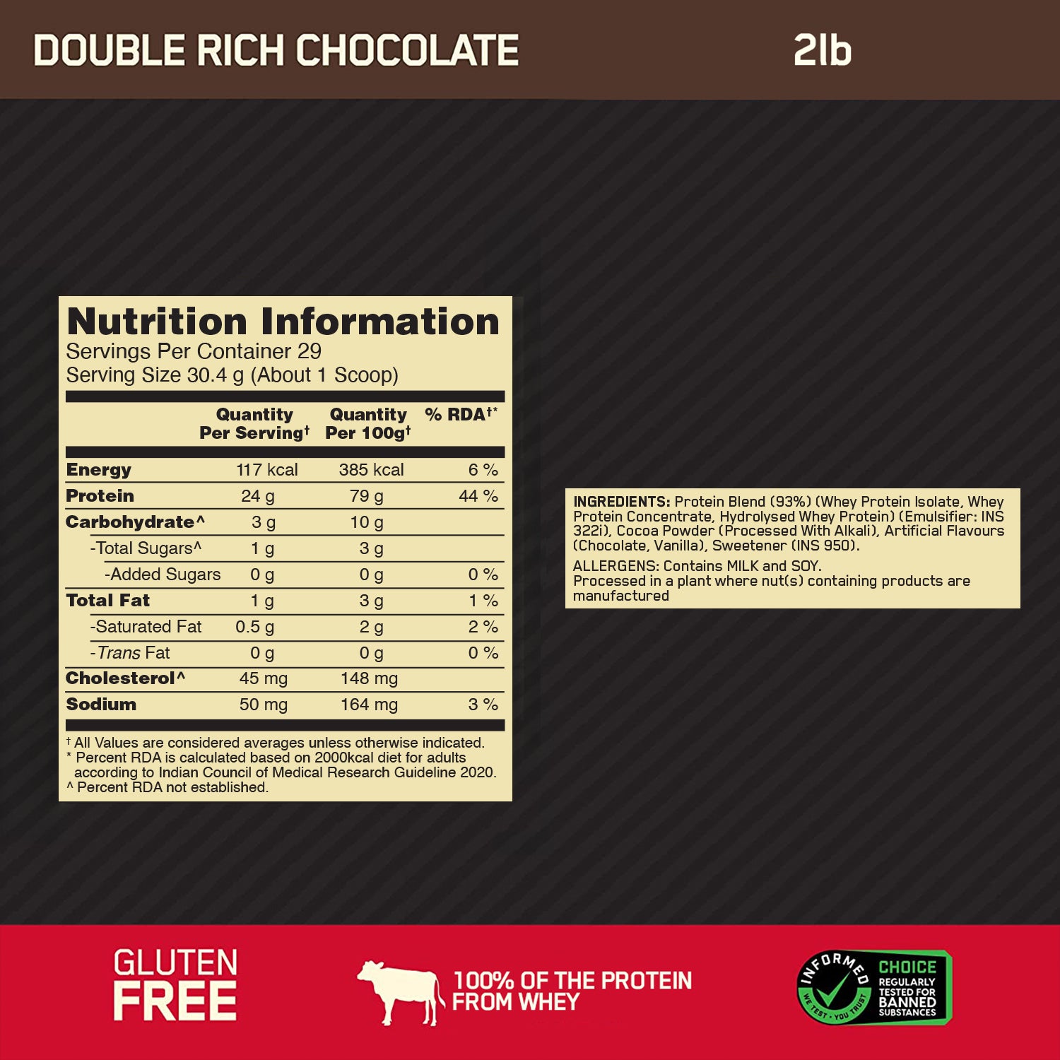 Gold Standard 100% Whey Protein | 907 g (2 lbs) | Double Rich Chocolate