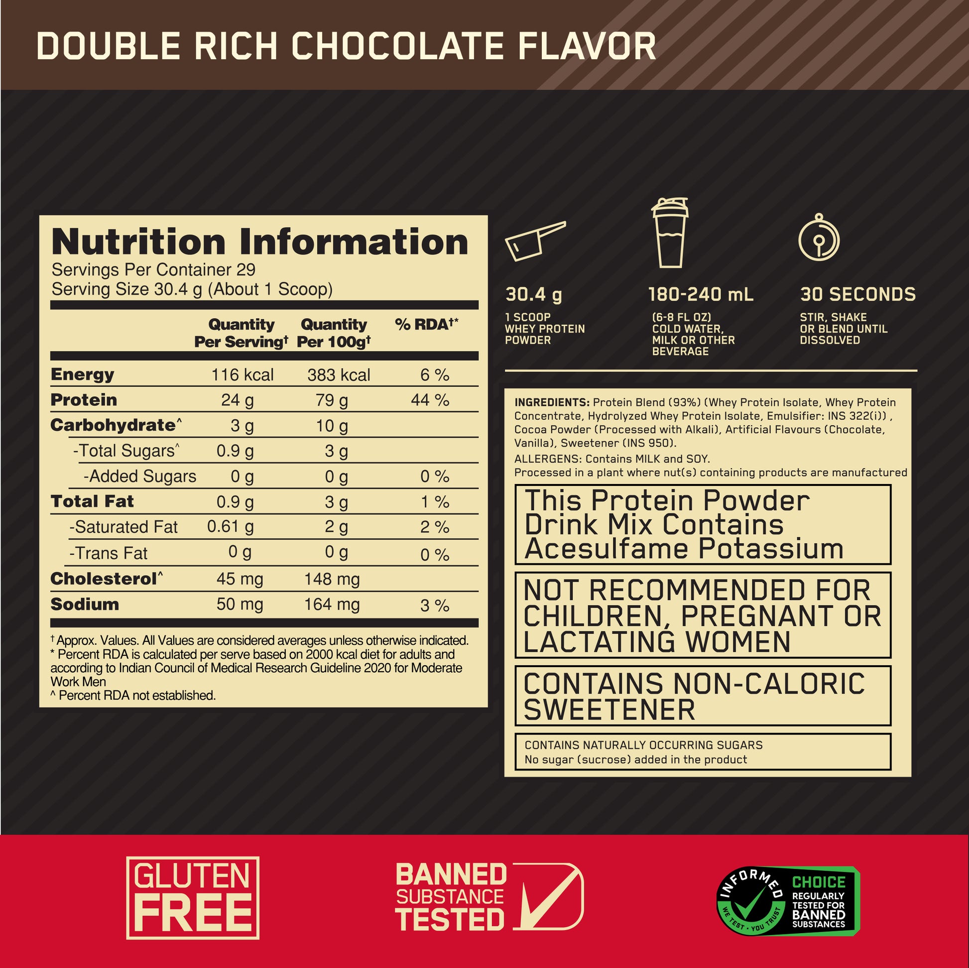 Gold Standard 100% Whey Protein | 907 g (2 lbs) | Double Rich Chocolate + Creatine 250g + Opti-Lock Shaker 600 mL