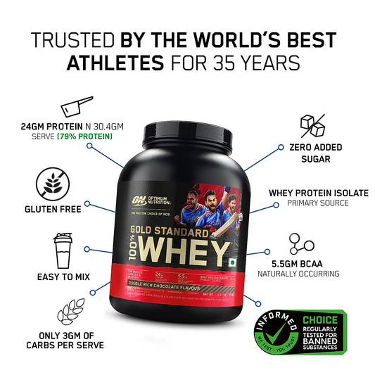 Gold Standard 100% Whey Protein Powder Double Rich Chocolate 5 lbs and Micronised Creatine Powder Unflavoured  250 g Gold Standard 100% Whey Protein Powder Double Rich Chocolate 5 lbs and Micronised Creatine Powder Unflavoured  250 g
