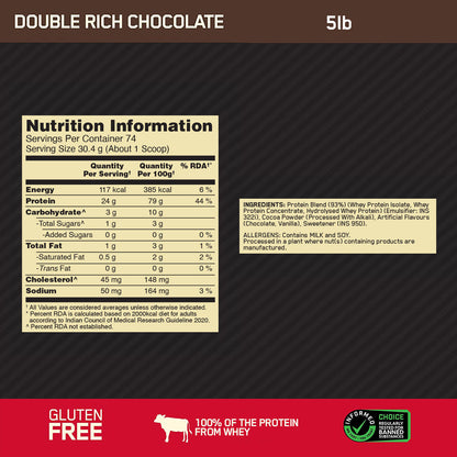 Gold Standard 100% Whey Protein Powder | Double Rich Chocolate | 5 lbs