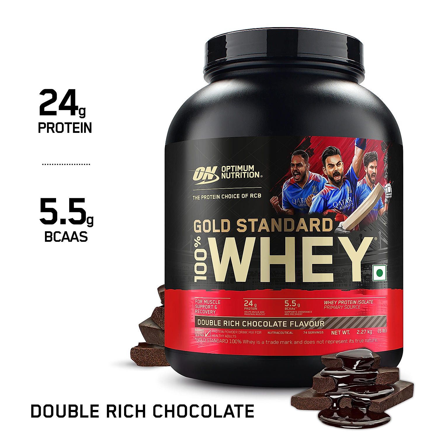 Gold Standard 100% Whey Protein Powder | Double Rich Chocolate | 5 lbs and Micronised Creatine Powder | Unflavoured | 250 g