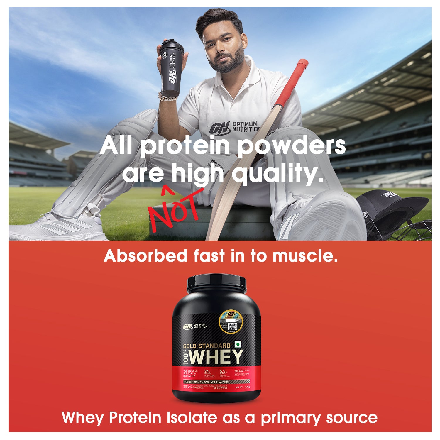 Gold Standard 100% Whey Protein Powder | Double Rich Chocolate | 1.7 kg