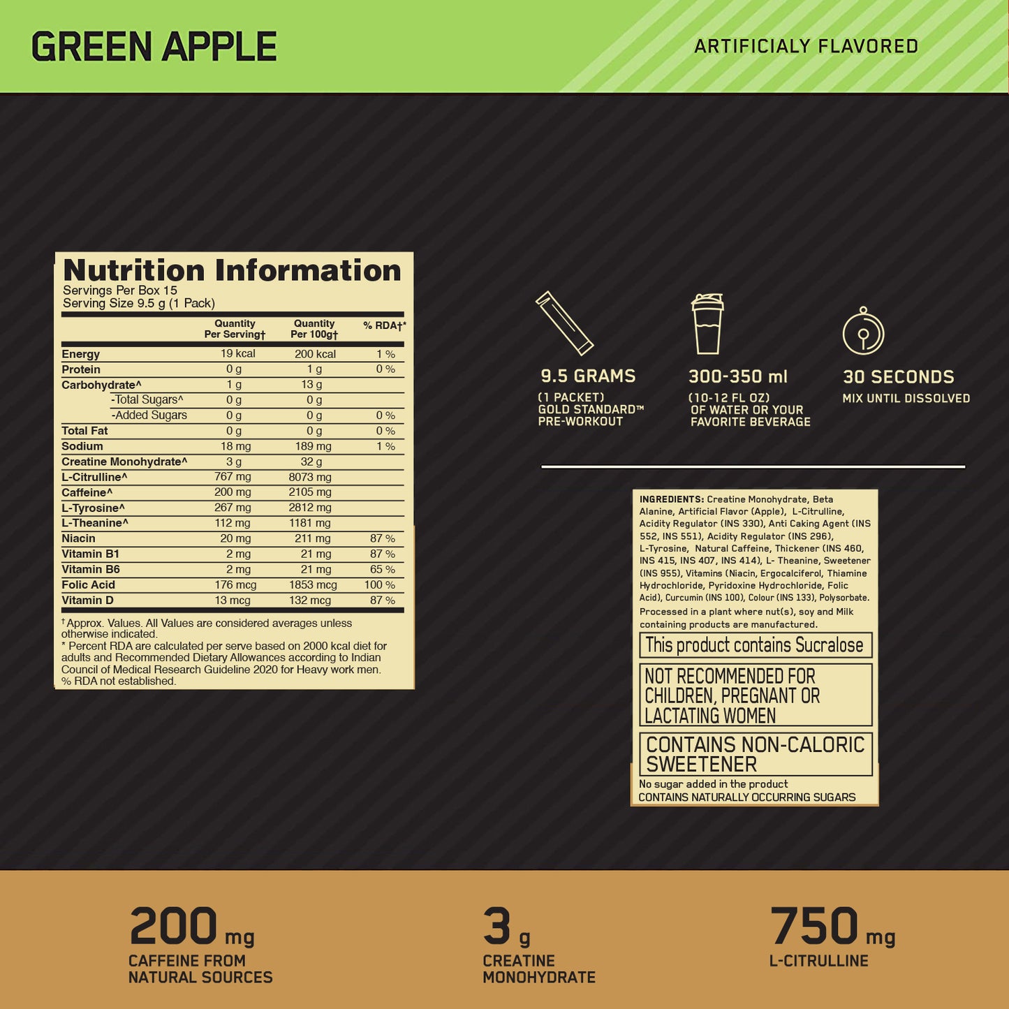 Gold Standard 100% Whey Protein Powder  Double Rich Chocolate 1.7 kg + Pre Workout Green Apple