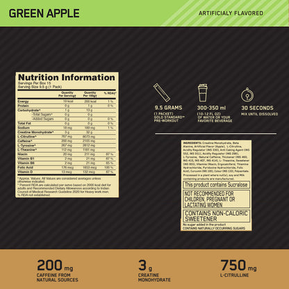 Gold Standard 100% Whey 5 Lbs Double Rich Chocolate + Pre Workout Green Apple