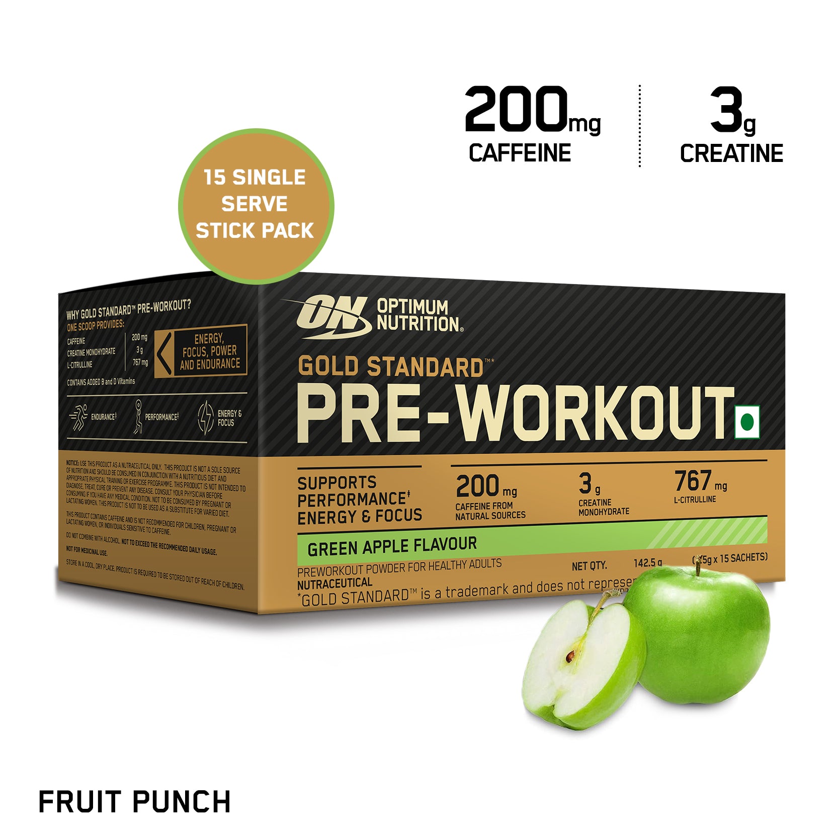 Optimum Nutrition (ON) Gold Standard Pre-Workout- 142.5g/15 single serve packs (Green Apple Flavor), For Energy, Focus, Power, Endurance & Performance and Gold Standard 100% Whey Protein Powder | Double Rich Chocolate | 2 lbs