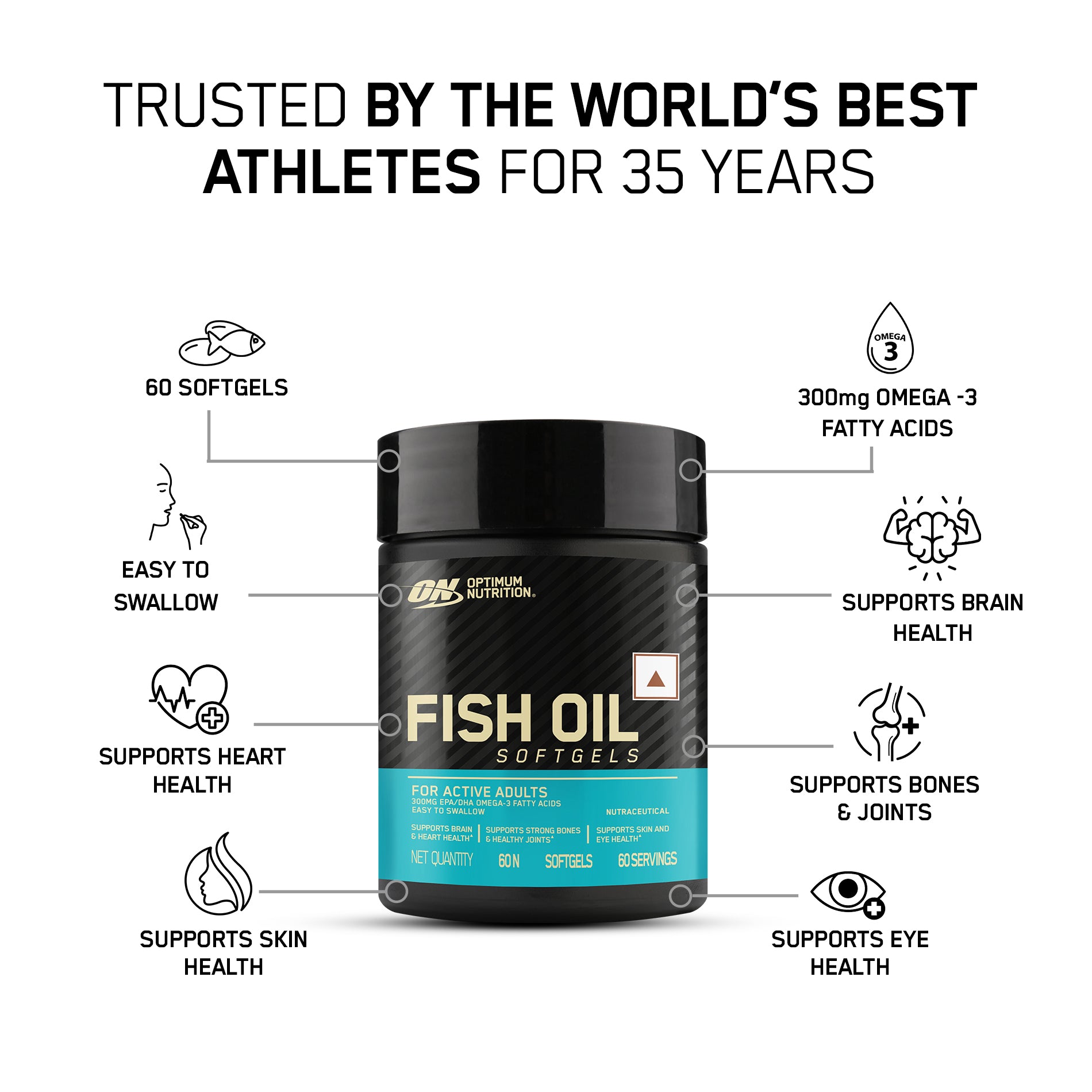 Creatine Orange 100g and Optimum Nutrition (ON) Fish Oil - 60 Capsules