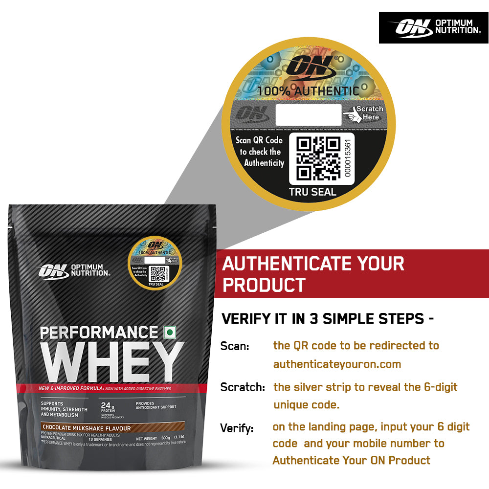 Optimum Nutrition (ON) Performance Whey Protein Powder– 0.5Kg (Chocolate Milkshake)