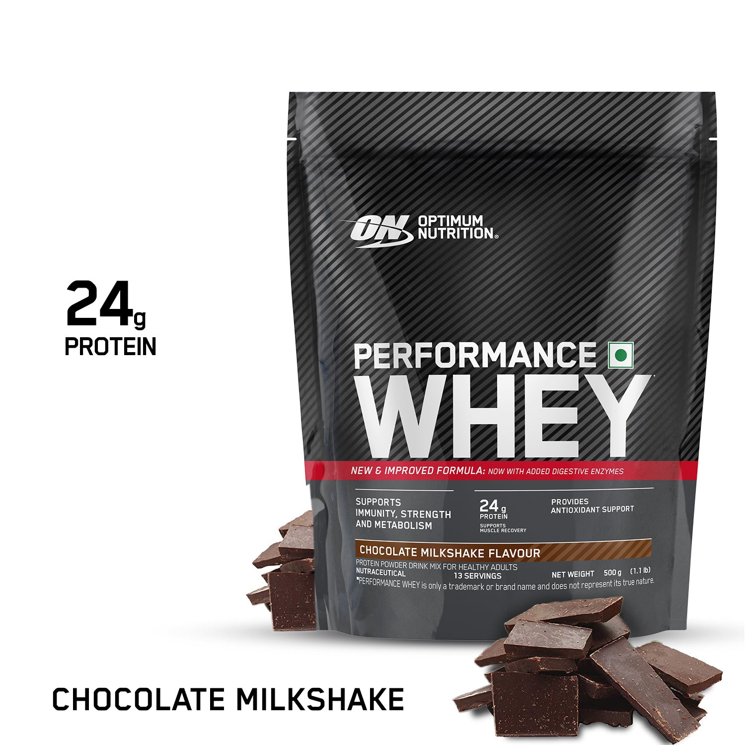 Optimum Nutrition (ON) Performance Whey Protein Powder– 0.5Kg (Chocolate Milkshake)