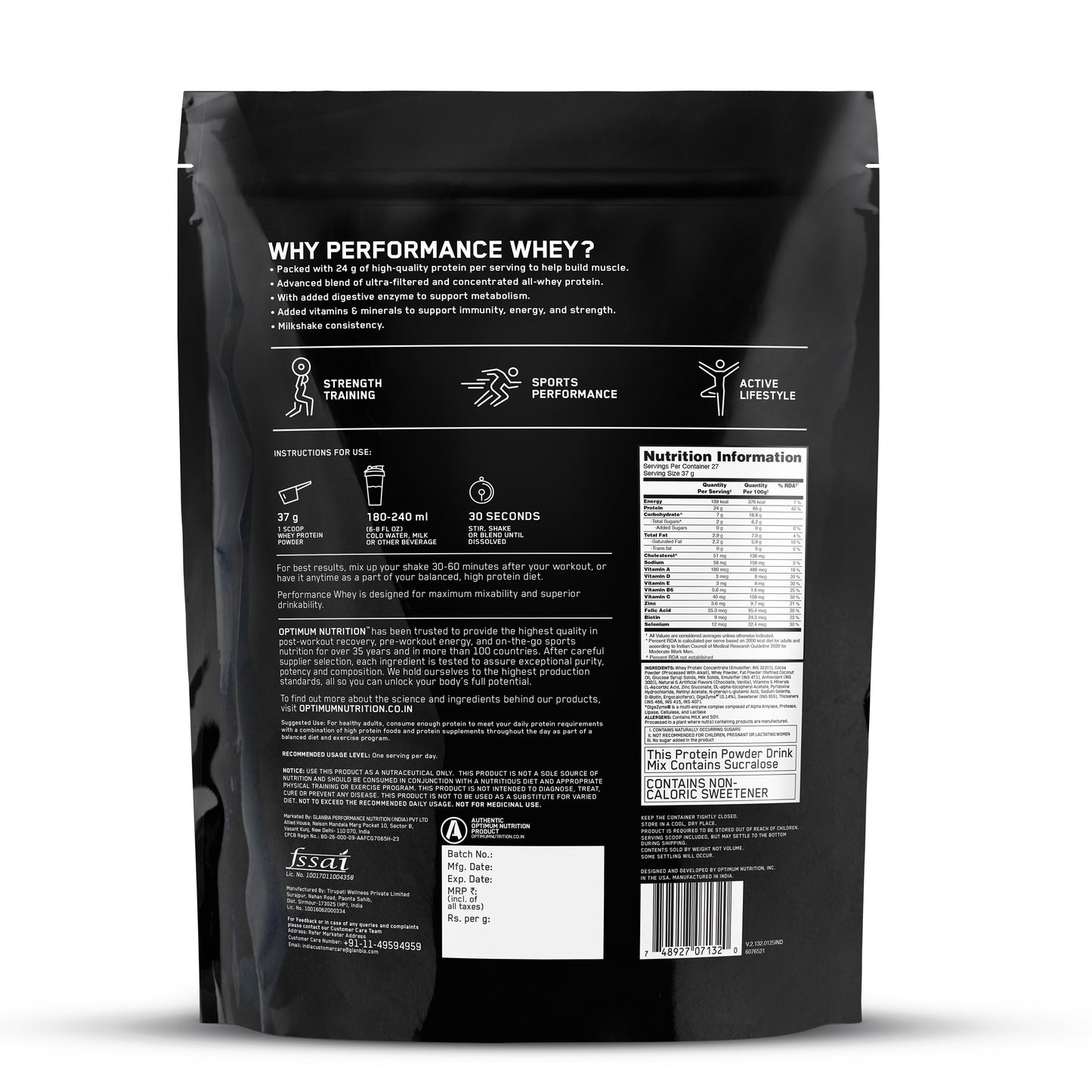 Performance Whey Protein Powder– 1Kg (Chocolate Milkshake) + Multivitamin for MEN- 60 Tablets