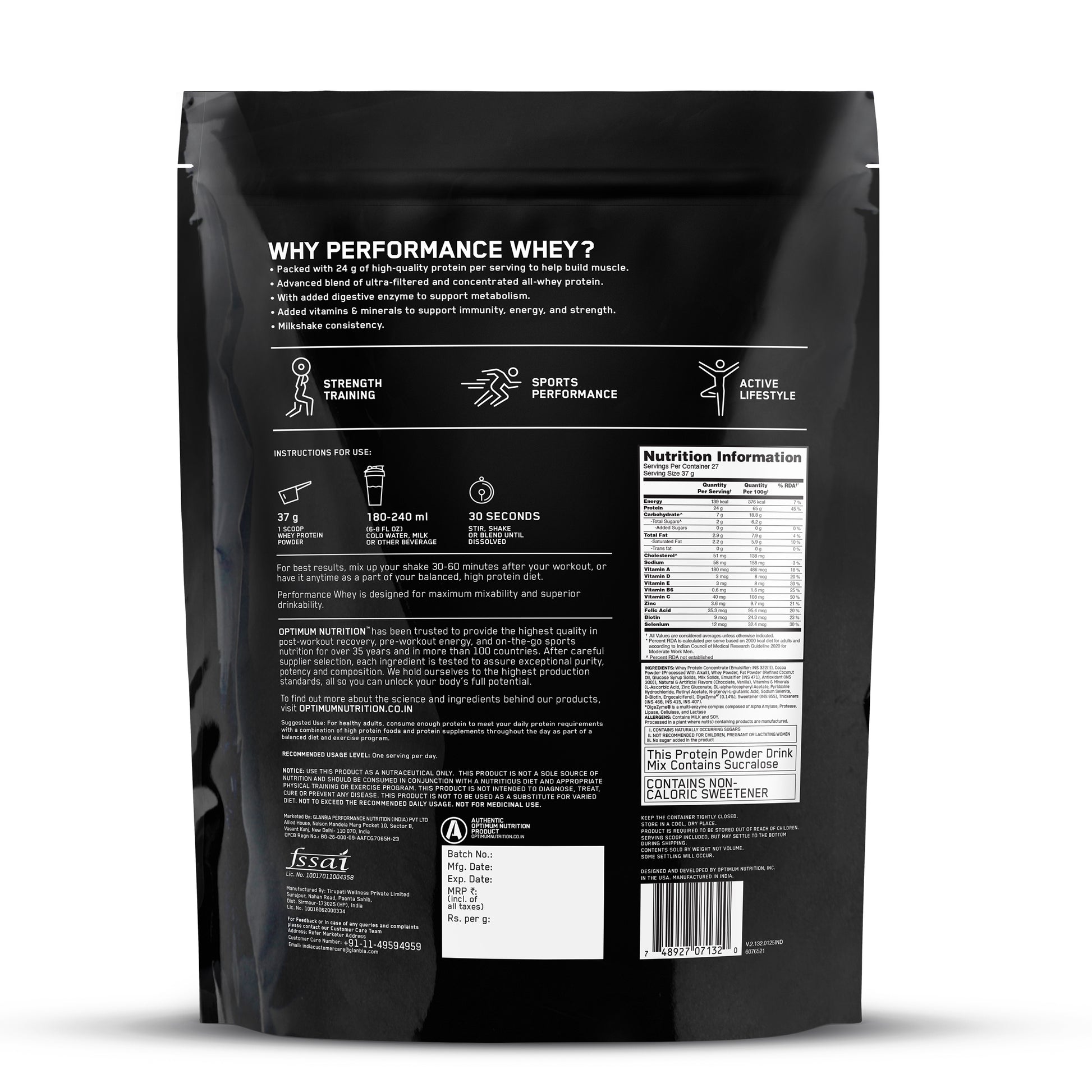 Performance Whey Protein Powder– 1Kg (Chocolate Milkshake) + Multivitamin for MEN- 60 Tablets