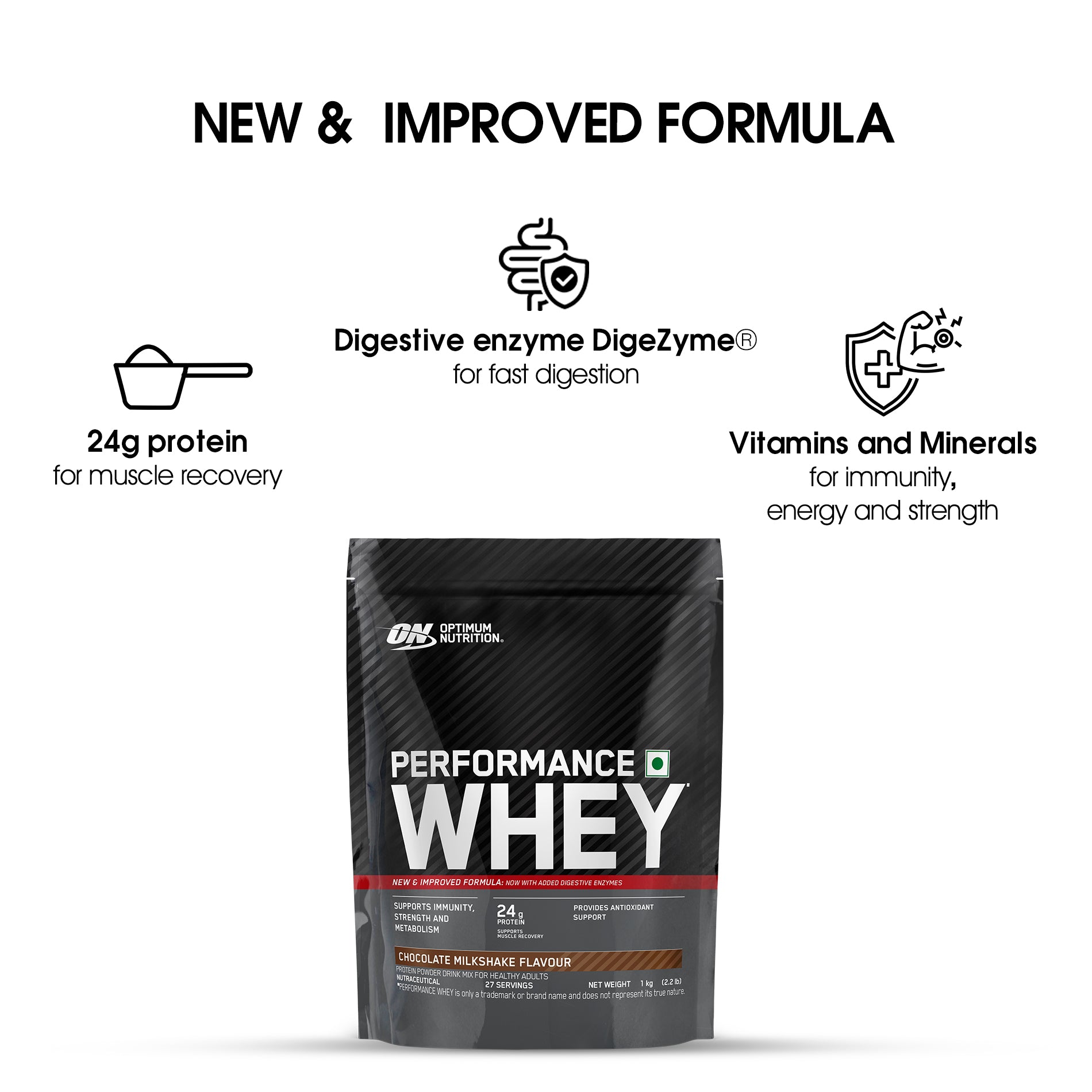 Performance Whey Protein Powder– 1Kg (Chocolate Milkshake) + Multivitamin for MEN- 60 Tablets