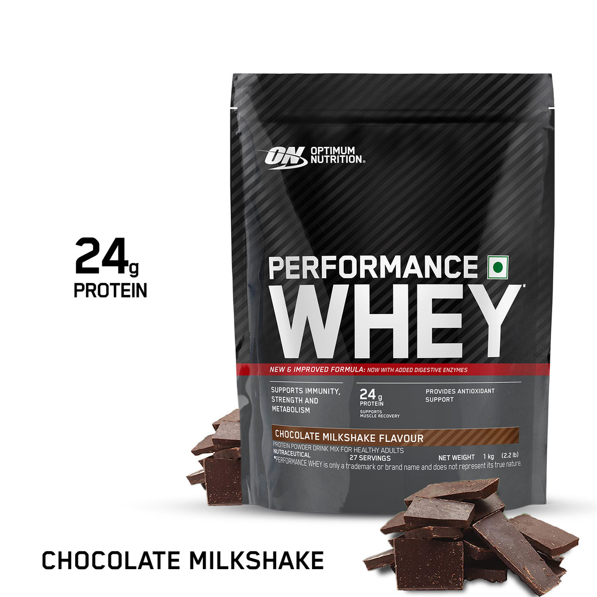 Shop Performance Whey Protein - Chocolate Milkshake 1kg Pack - ON