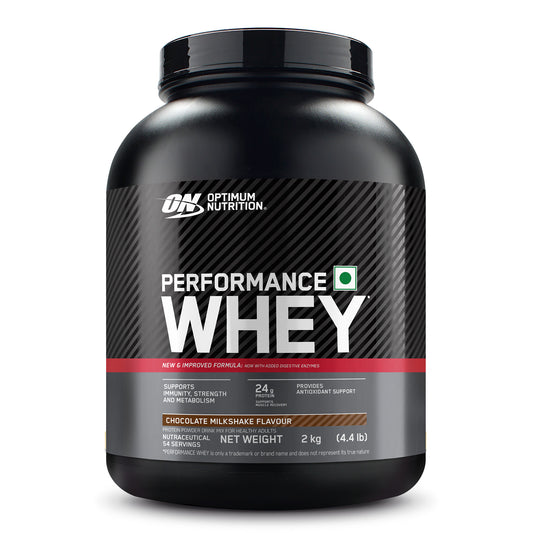 Optimum Nutrition (ON) Performance Whey Protein Powder, 24g Protein,2Kg (Chocolate Milkshake), Ultra-Filtered and Concentrated All-Whey Protein