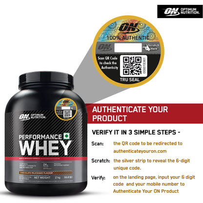 Optimum Nutrition (ON) Performance Whey Protein Powder, 24g Protein,2Kg (Chocolate Milkshake), Ultra-Filtered and Concentrated All-Whey Protein