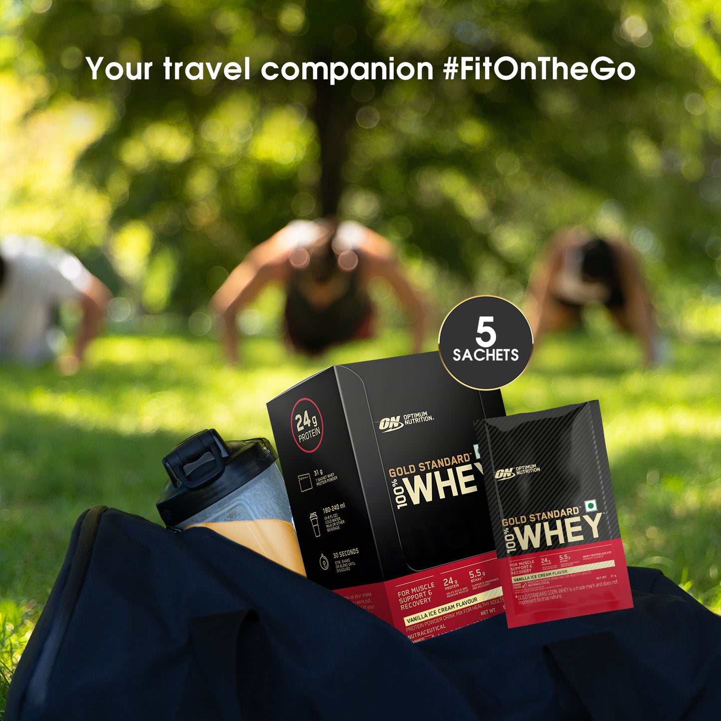 Optimum Nutrition Gold Standard 100% Whey - Vanilla Ice Cream - Pack of 5 single serve sachets