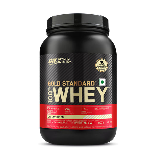 Unflavored Optimum Nutrition (ON) Gold Standard 100% Whey Protein Powder - 2 lb, 907 g
