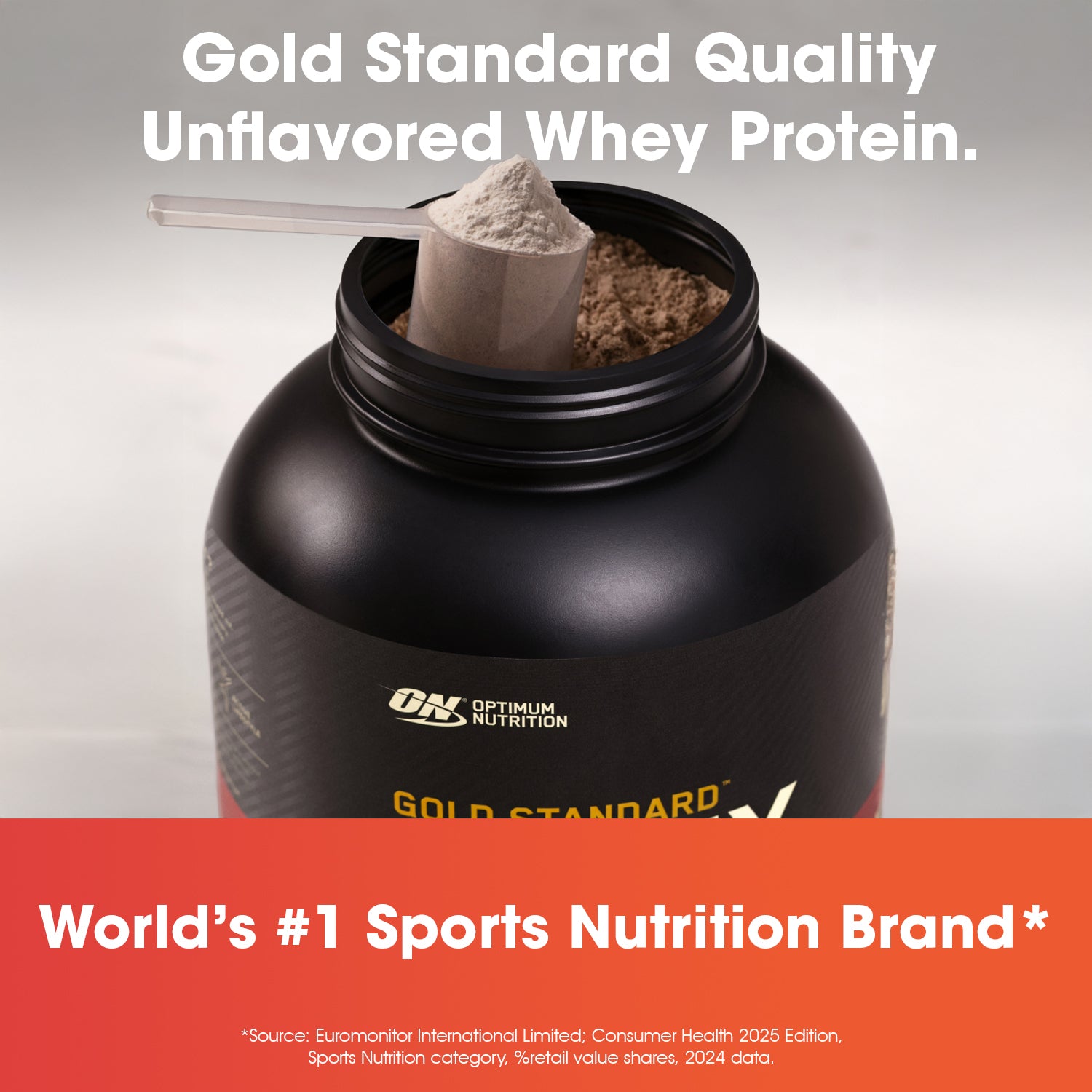 Unflavoured Optimum Nutrition (ON) Gold Standard 100% Whey Protein Powder - 2 lb, 907 g