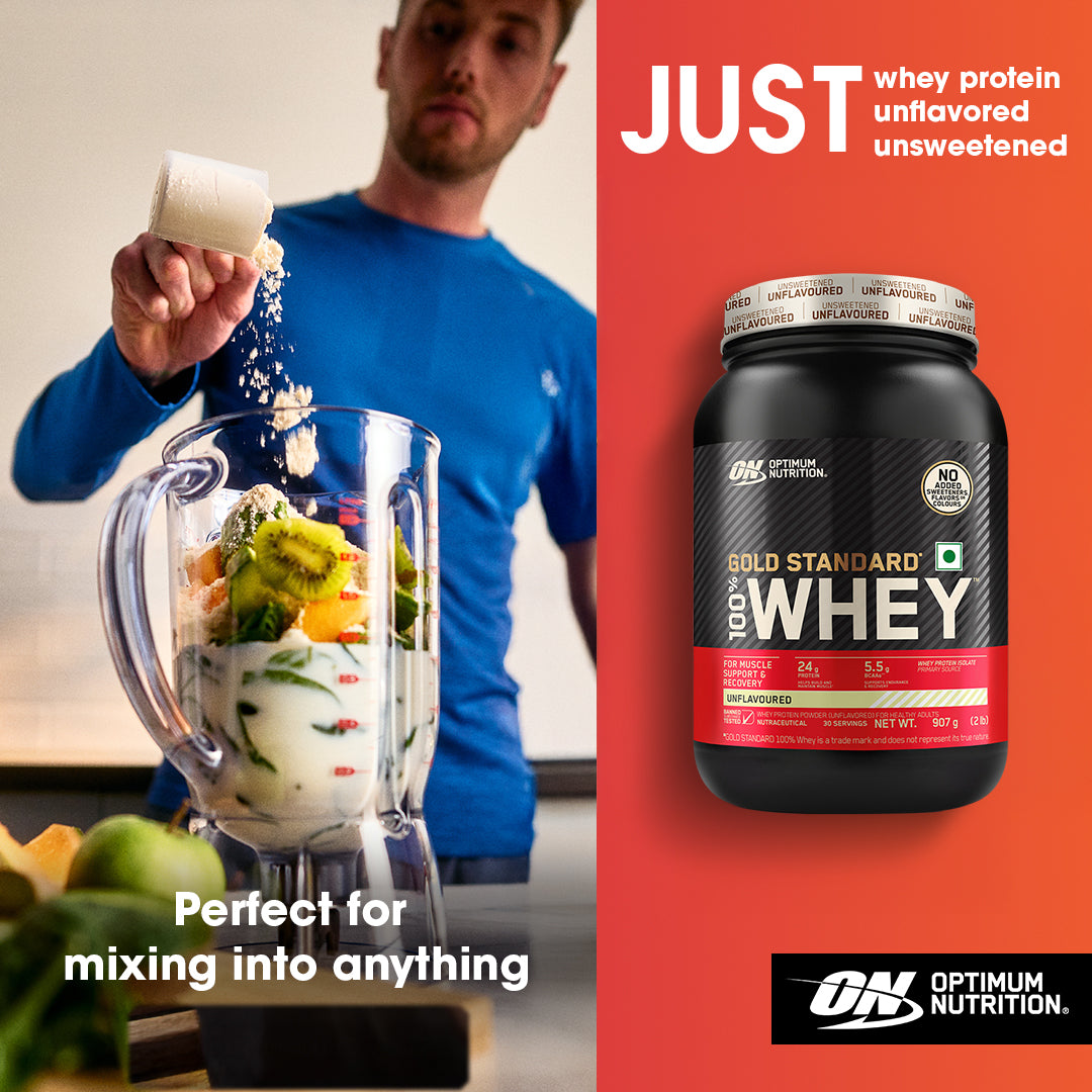Unflavoured Optimum Nutrition (ON) Gold Standard 100% Whey Protein Powder - 2 lb, 907 g