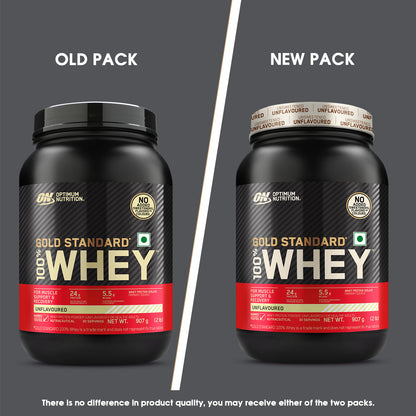 Unflavoured Optimum Nutrition (ON) Gold Standard 100% Whey Protein Powder - 2 lb, 907 g