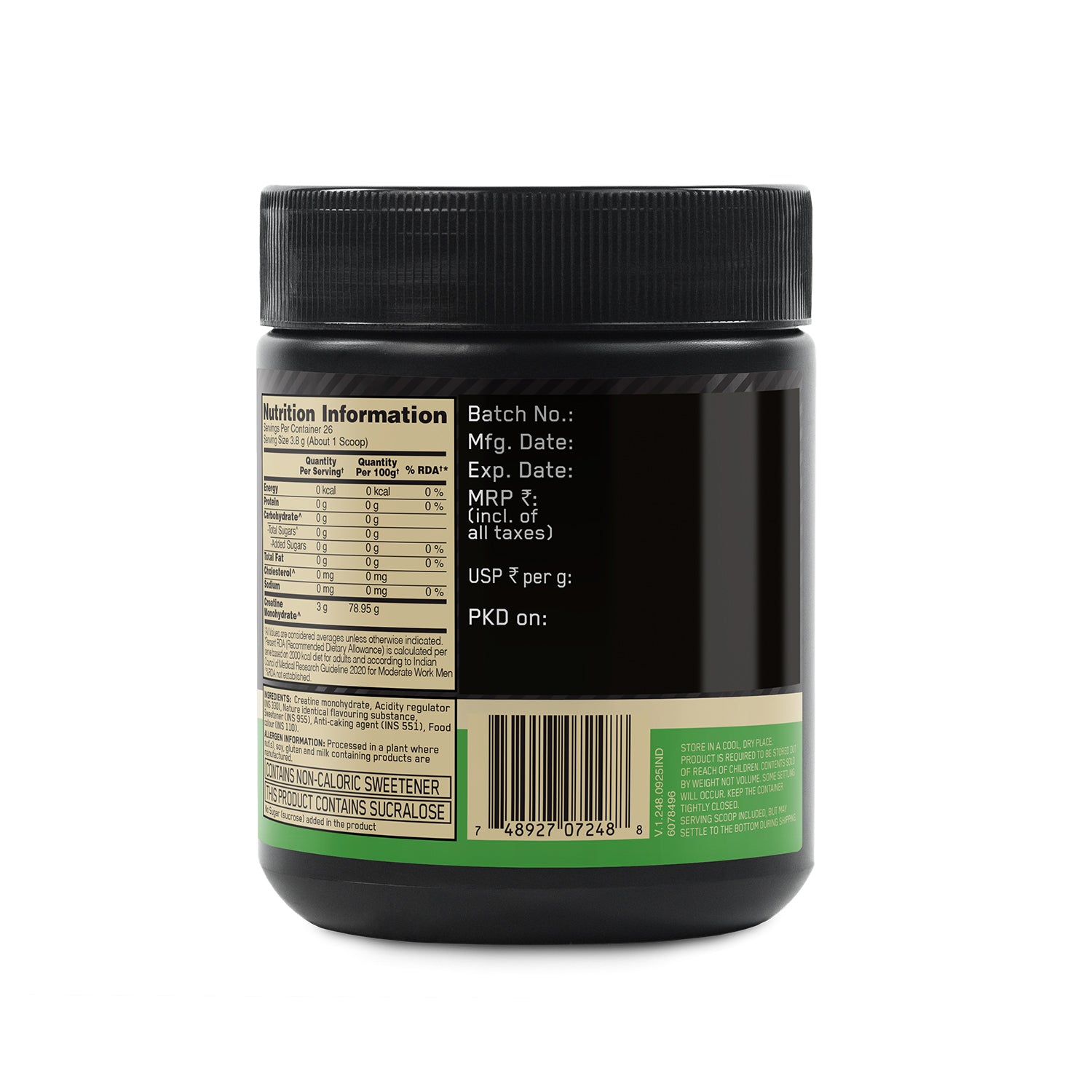 Optimum Nutrition (ON) Micronized Creatine Powder - 100g,  Citrus Orange