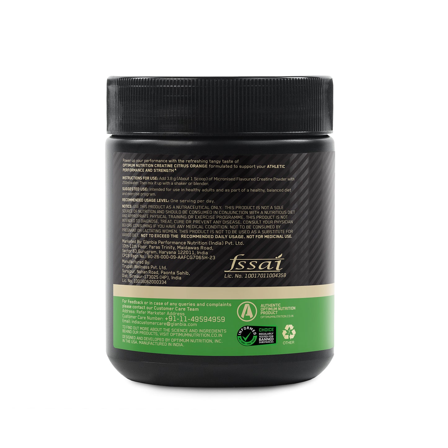 Optimum Nutrition (ON) Micronized Creatine Powder | Citrus Orange | 100 g + Micronized Creatine Powder | Unflavoured| 100 g