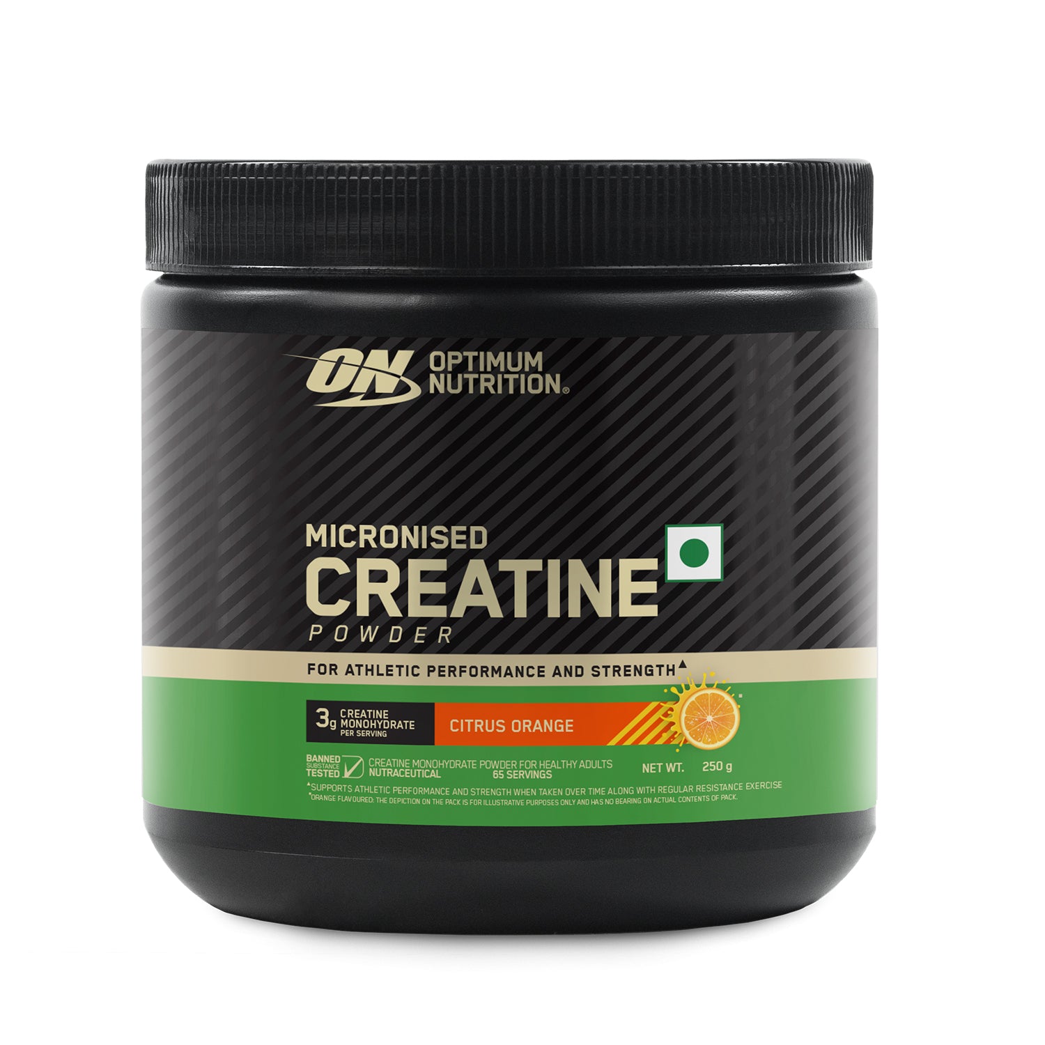 Optimum Nutrition (ON) Micronized Creatine Powder - 250g, Citrus Orange