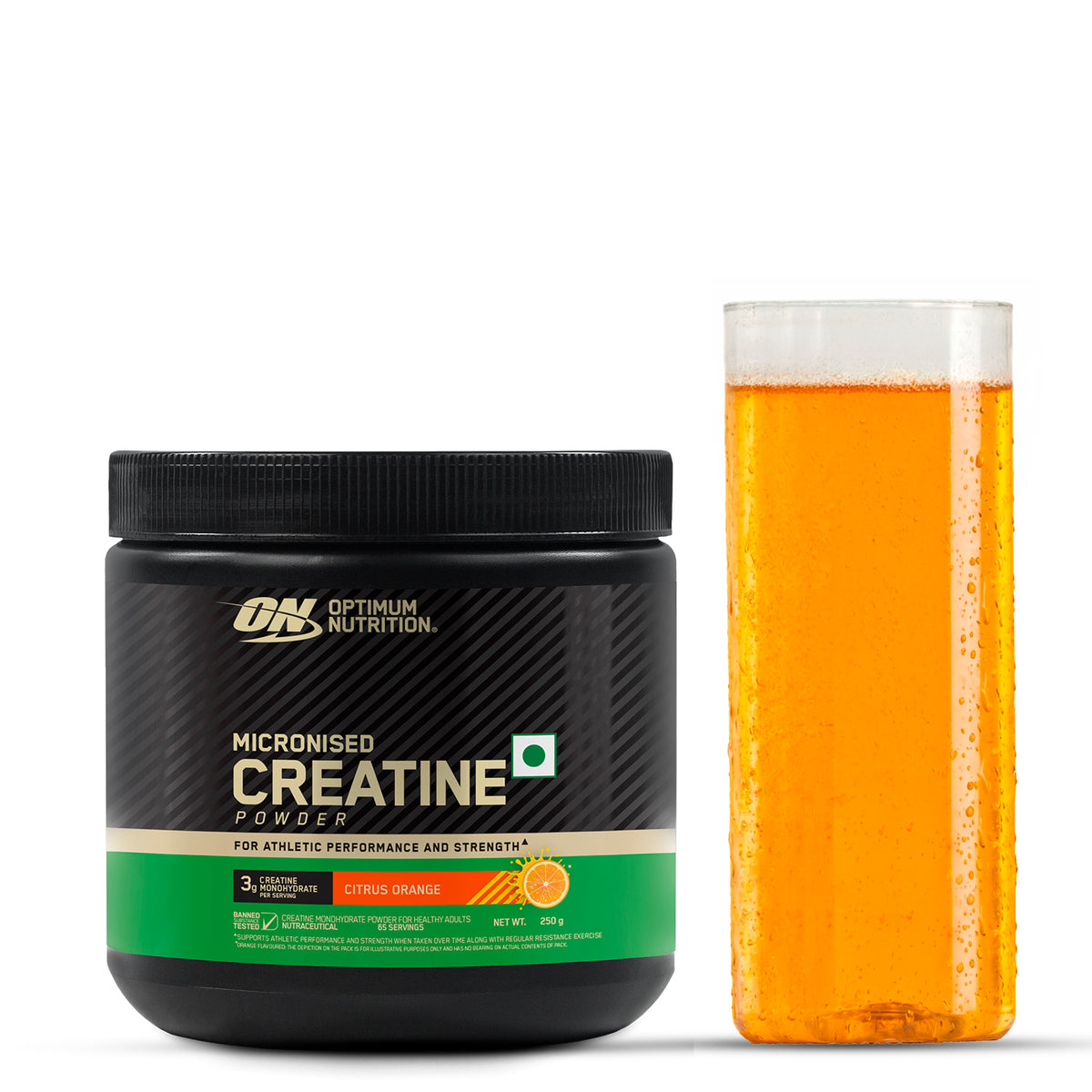 Optimum Nutrition Micronized Creatine Powder 250g, Citrus Orange - Image 1