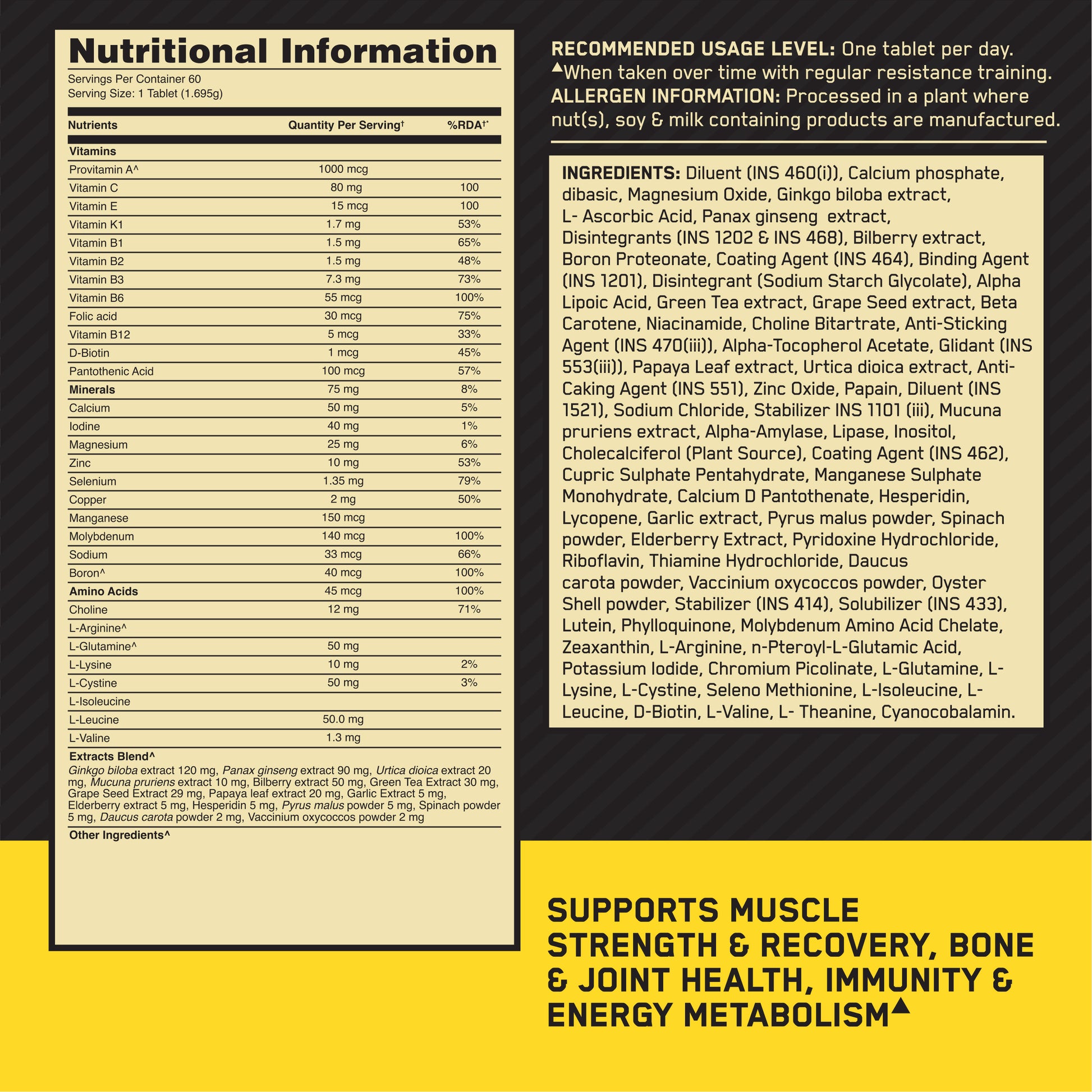 Optimum Nutrition (ON) Opti-Men - Advanced Multivitamins For Men , 60 tablets