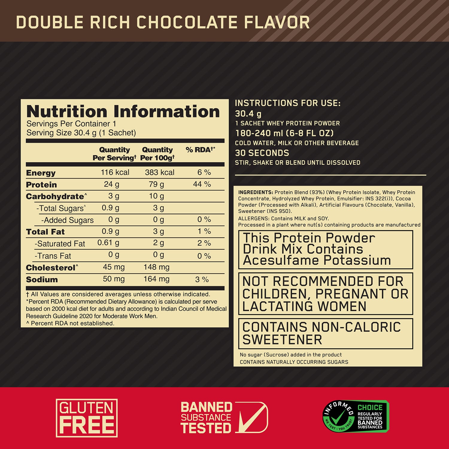 Gold Standard 100% Whey Protein Powder | Double Rich Chocolate | 152 g
