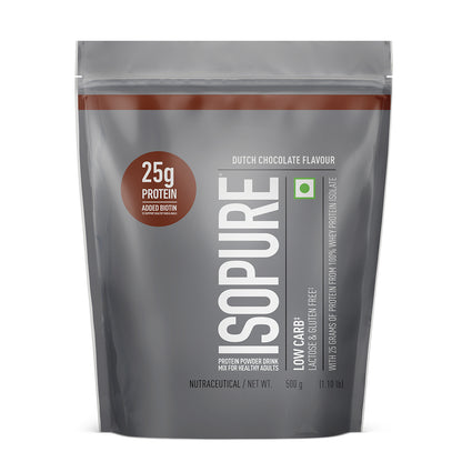 Isopure Dutch Chocolate - 500g / 1.1lb (Low Carb, Lactose-Free, Zero Added Sugar)