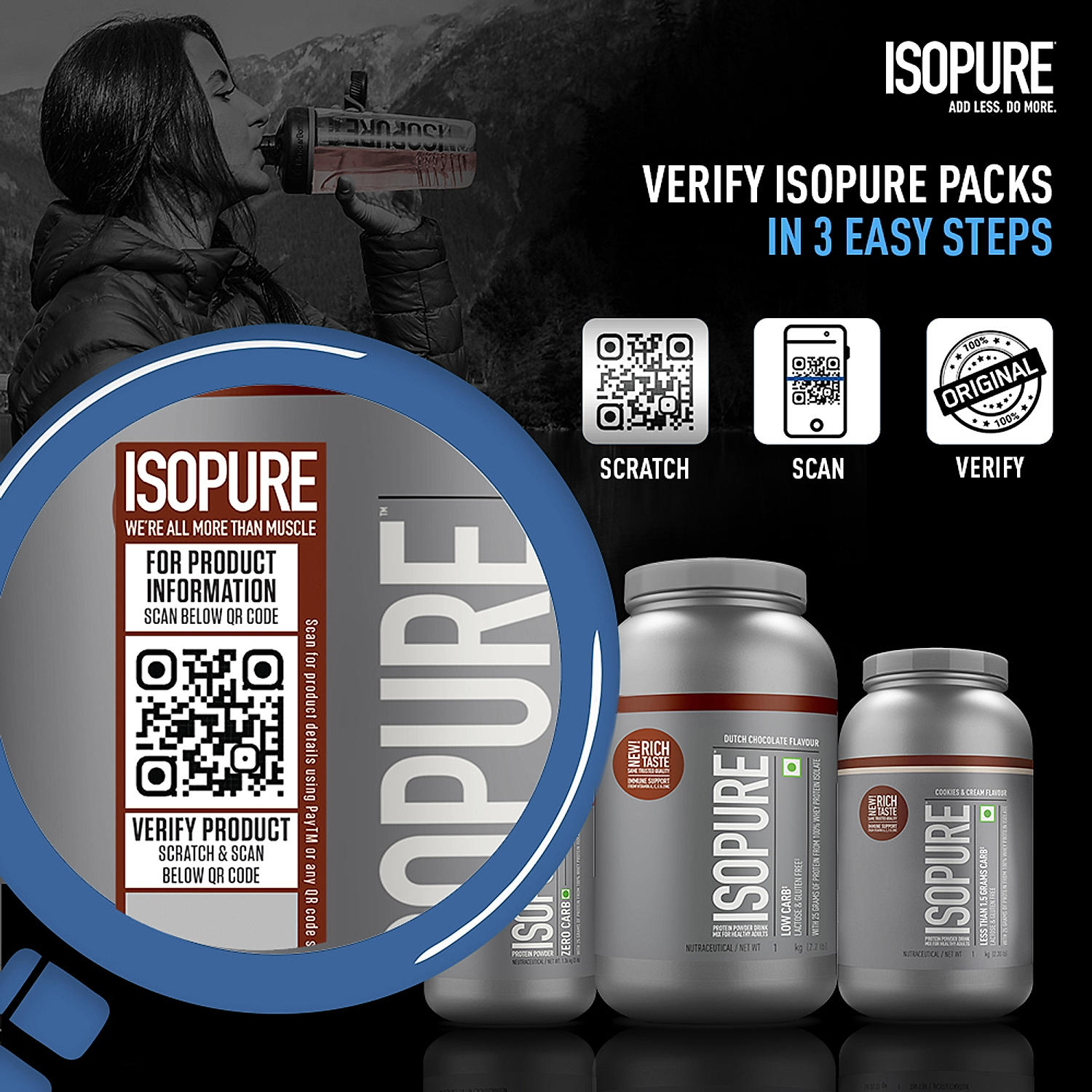 Isopure Dutch Chocolate - 500g / 1.1lb (Low Carb, Lactose-Free, Zero Added Sugar)